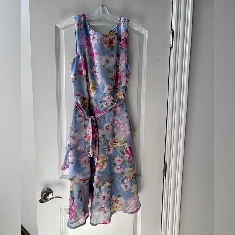 Chetta B Floral Dress - Blue and Pink